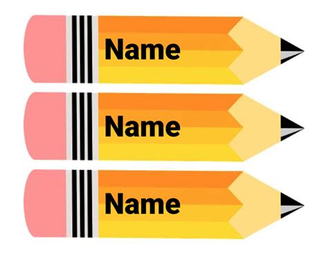 Pencil Name Tags Template